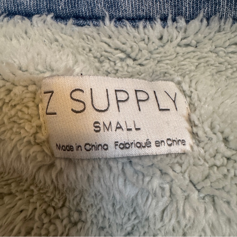 Z Supply Small Sherpa Lined Cotton Trucker Jacket Aztec Print Sweater Sleeves - Picture 8 of 9